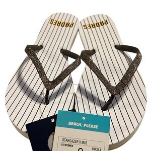 NWT Reef Women’s Cushion Stargazer Flip Flop Glitter San Diego Padres Size 9